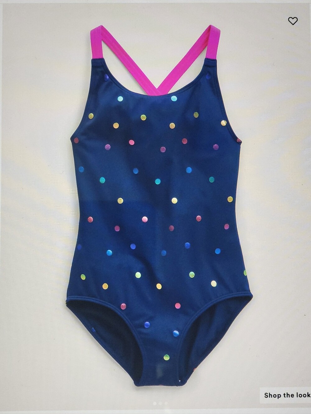 ♥️NWT♥️ Boden Girls' Navy Polka Dot One-Piece Swimsuit with Crossback